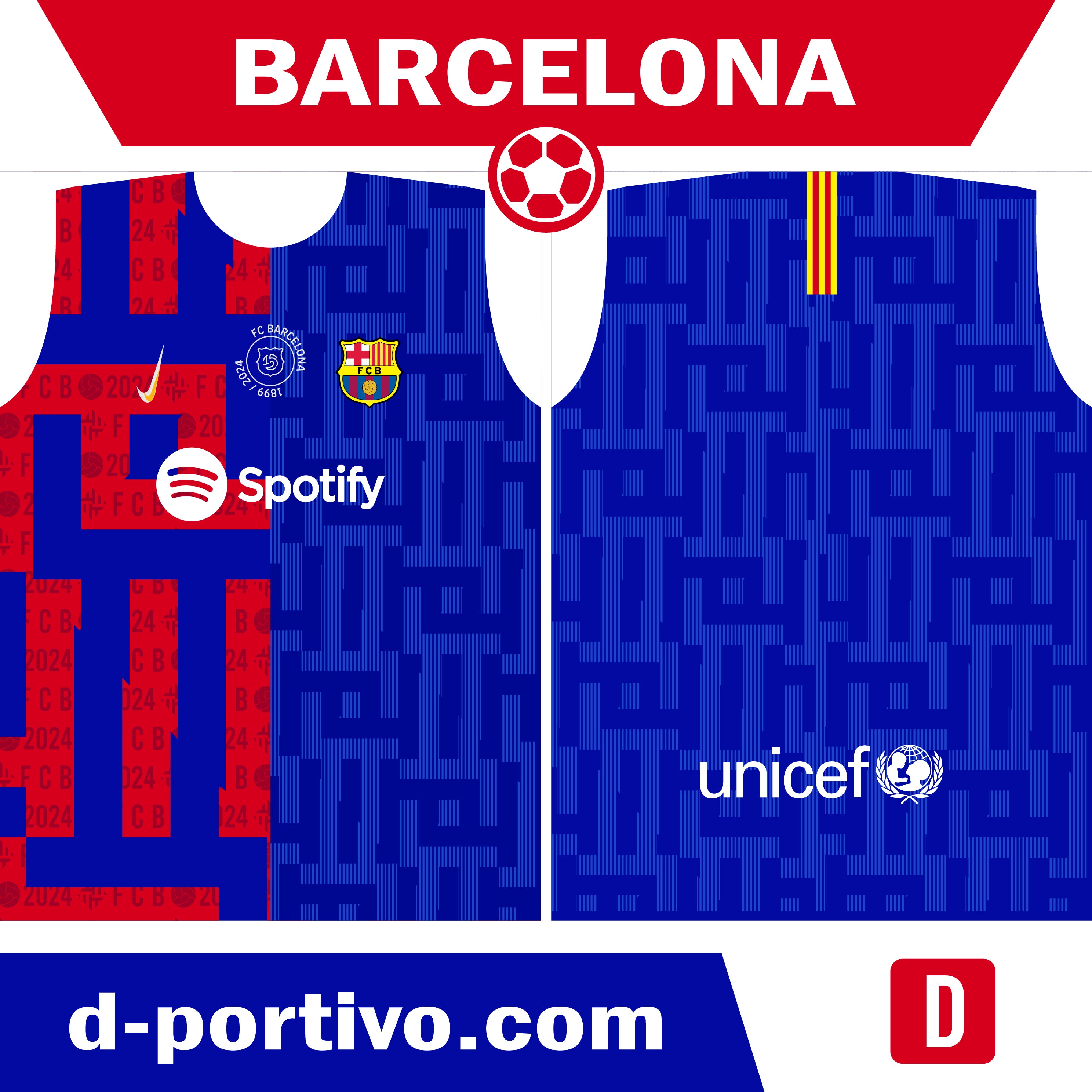 Camiseta Barcelona 2024 Roja con Azul Electrico