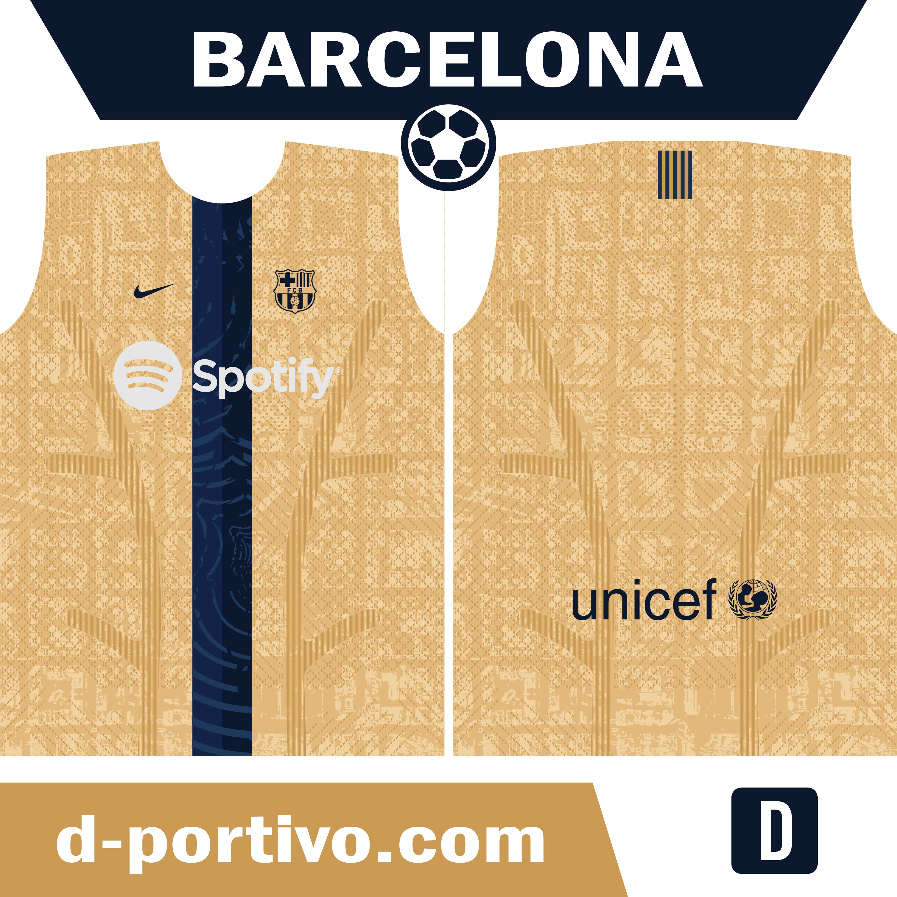Camiseta Barcelona Dorada con azul marino