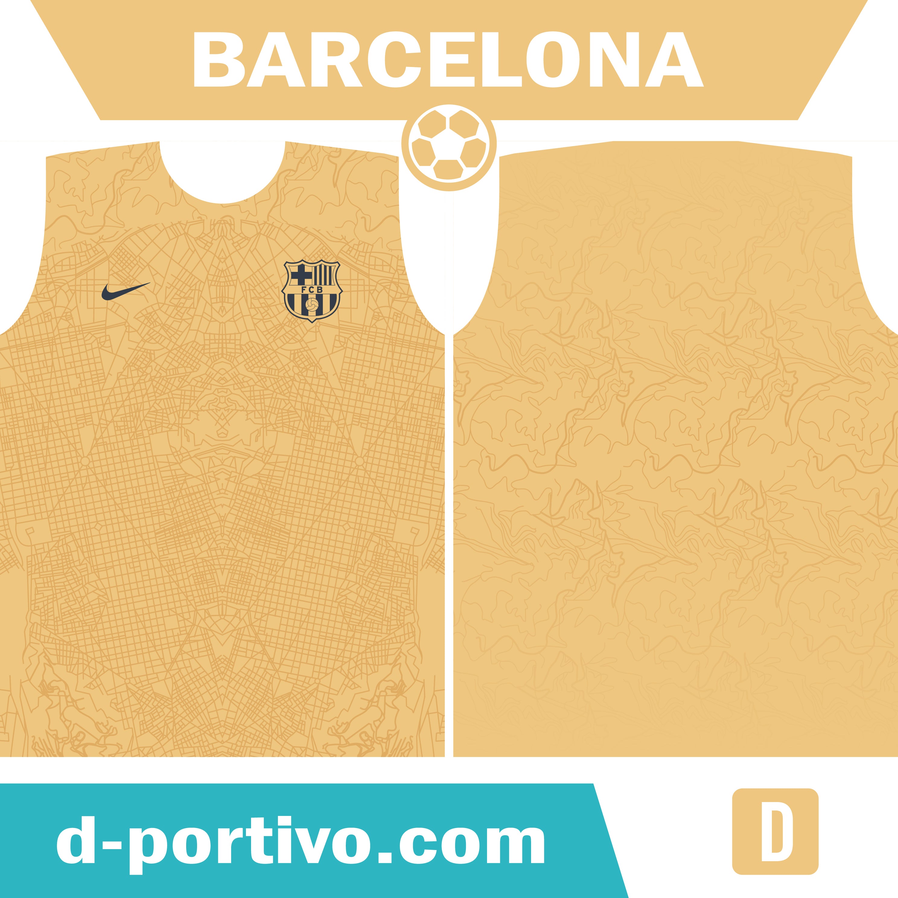 Camiseta Barcelona Dorada con negro