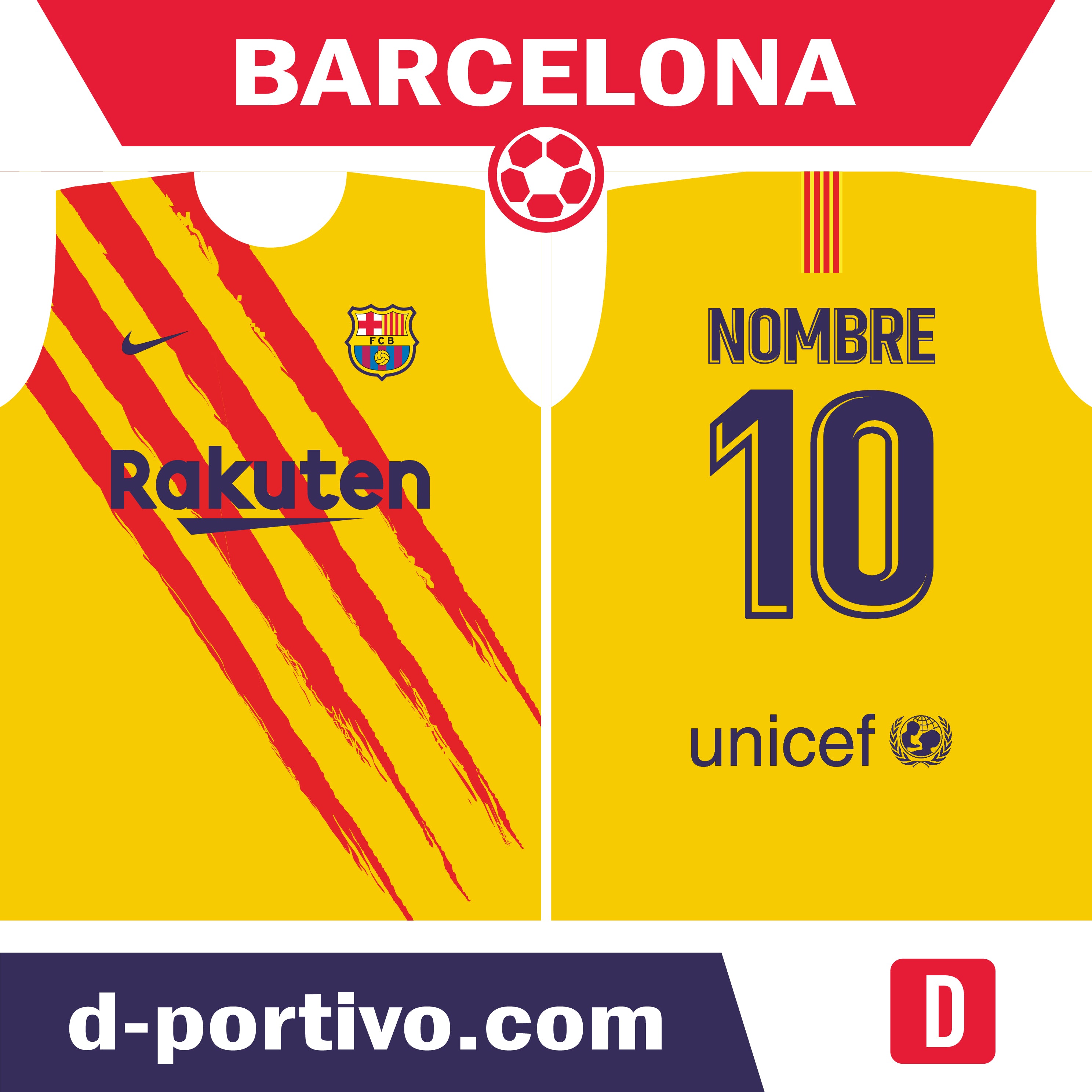 Camiseta barcelona garra amarilla con rojo